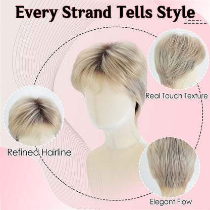 Tamsin - Short Ombre Blonde Pixie Cut Wigs