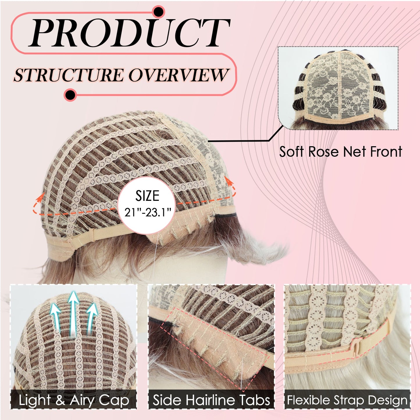 Tamsin - Short Ombre Blonde Pixie Cut Wigs