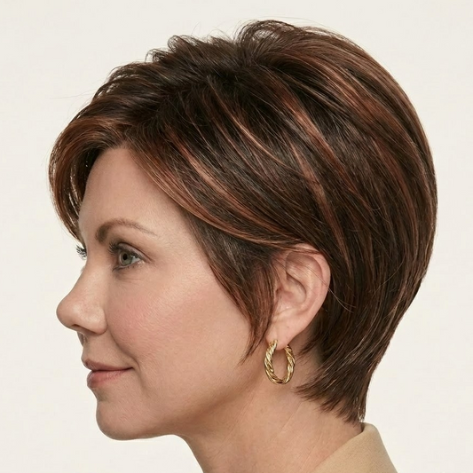 Camilla - Wigyy Straight Brown Highlighted Layered Bob Elegant Wig