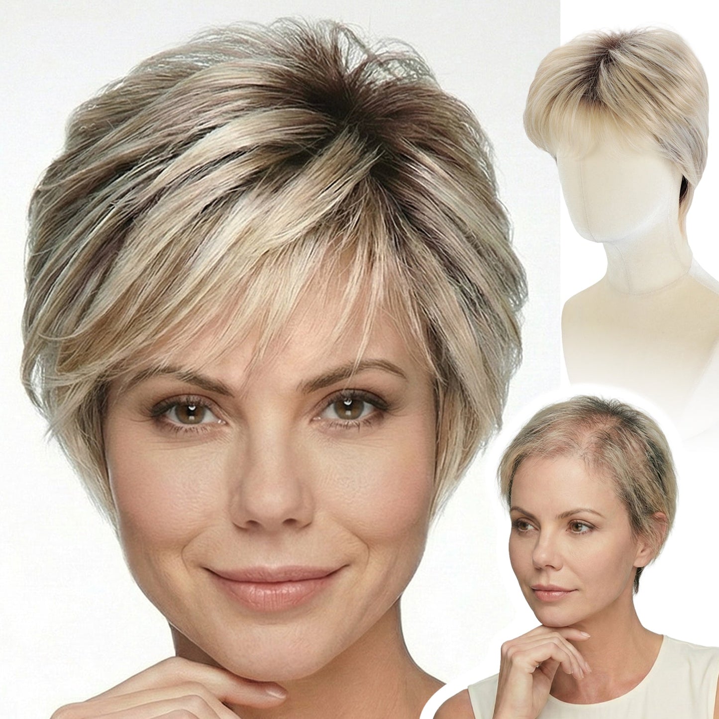 Tamsin - Natural Layered Pixie with Wispy Fringe - Rich Auburn Brown