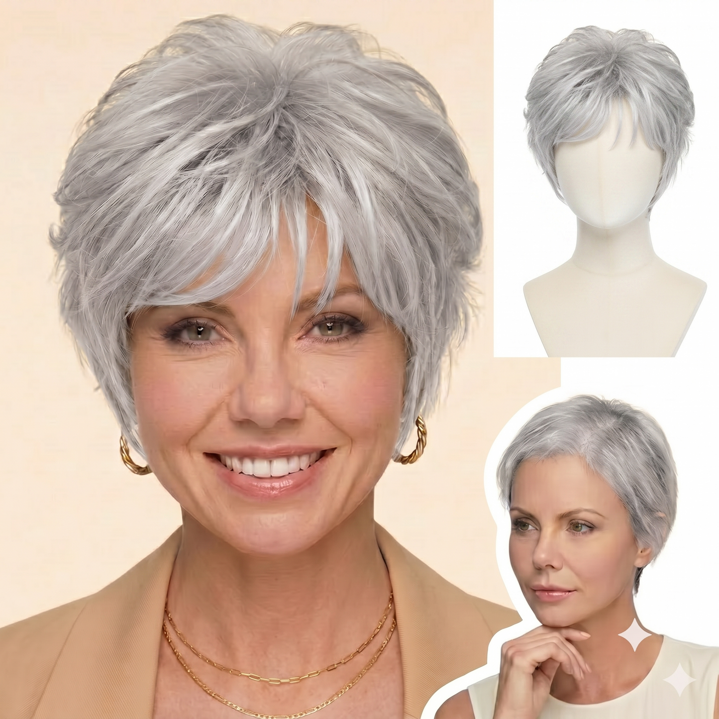 Aria - Short  Highlighted Elegant Wigs for White Women