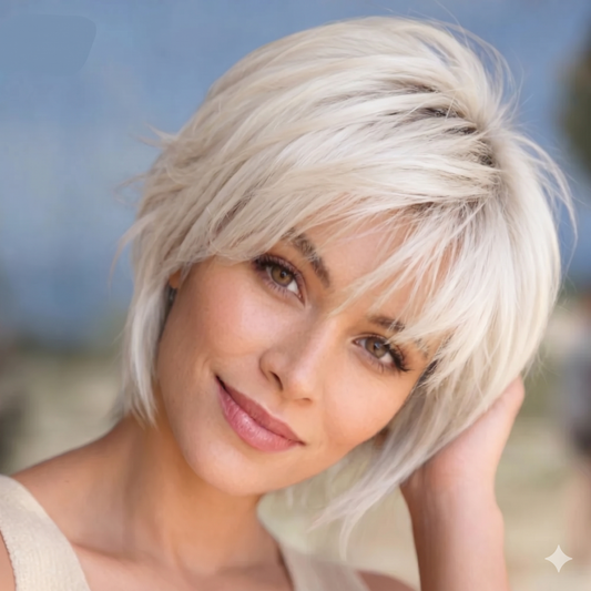 Alma - Short Platinum Blonde Daily Use Wigs for Women