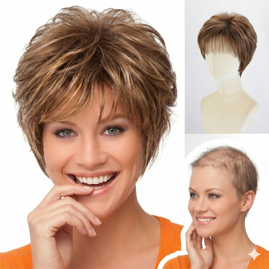 Aria - Short  Highlighted Elegant Wigs for White Women