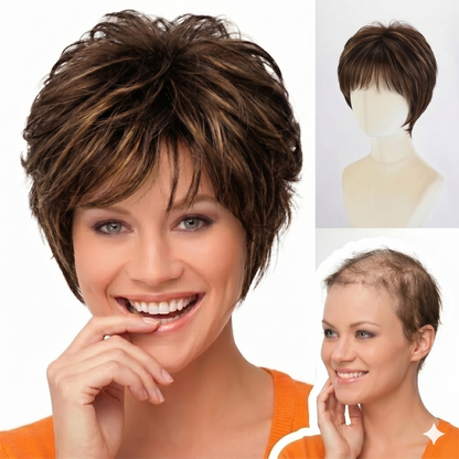 Aria - Short  Highlighted Breathable Elegant Wigs for White Women