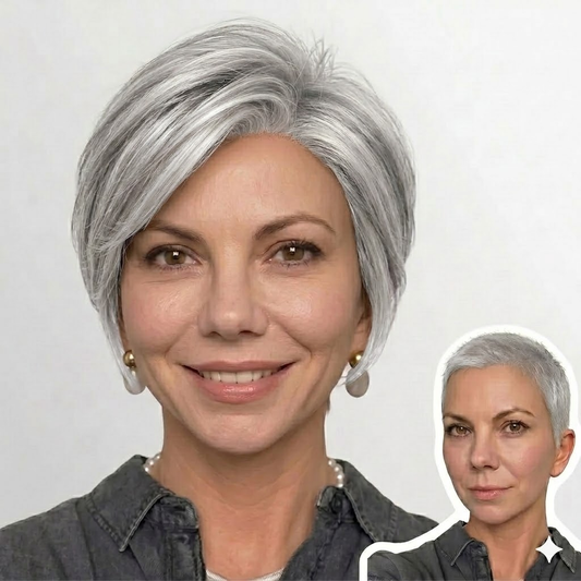 Camilla - Sleek Side-Swept Pixie Bob with Seamless Hairline