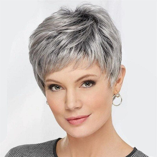 Gertrude - Wigyy Daily Use Grey Pixel Cut Elegant Wig